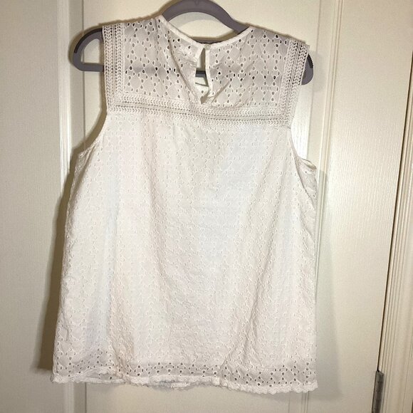 Gap Women's White Sleeveless Cotton Top Eyelet Lined Blouse Top Size S/P Tall - Picture 6 of 10
